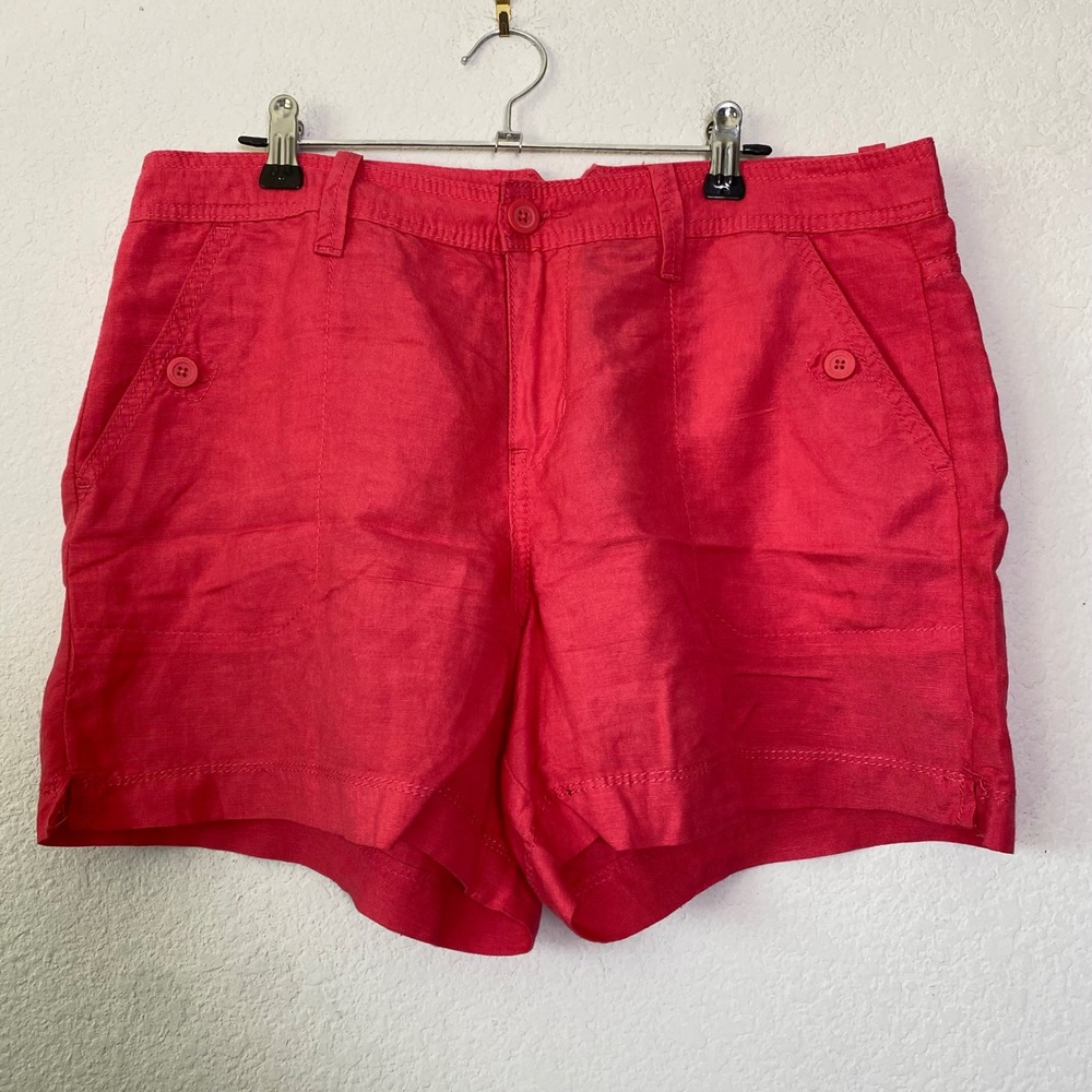 Calvin Klein Jeans Linen Blend Shorts 8 Coral Womens Coastal Summer Chino Beachy